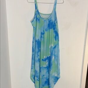 Blue and Green Tie-Dye outfit. summer dress, nightgown, or beach cover up.